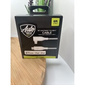 Auto Drive 90 Angle USB-C Fast Cable Charging 6 Ft  iPhone/ iPad/ iPod